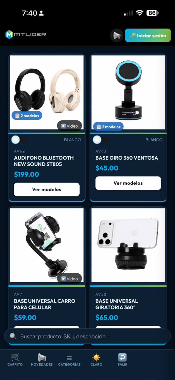 Catálogo en el celular